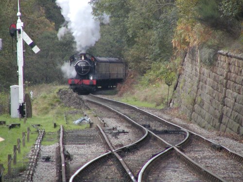 Goathland station, train arriving