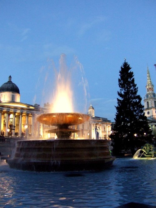 Greater London. Awaiting the Lighting of the Norwegian Christmas Tree, Trafalgar Square