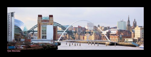 The view of the Tyne and Newcastle bridges from the Free Trade public house in Byker, Tyne & Wear.