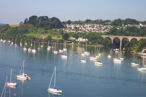 Taken from the train as  about to approach Royal Albert bridge, Tamar river, Cornwall.