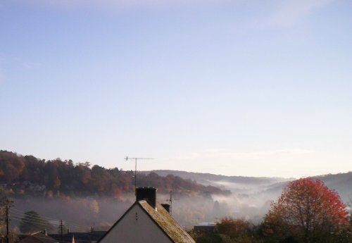 Early morning haze at Nailsworth in Gloucestershire