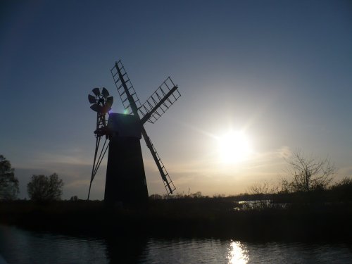 Turf fen wind pump, sunset