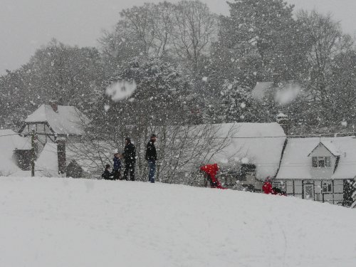 Villagers enjoying the snow