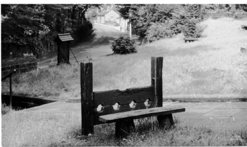 Rawdon Churchyard stocks circa 1940