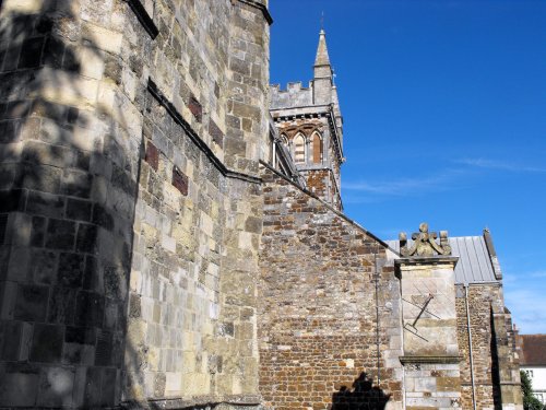 Side view of Wimborne Minster