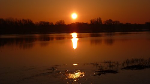 Flooded Earsham Dam at Sunrise