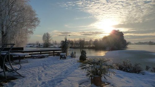 Snow covered lake