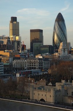 Tower of London with london city backdrop