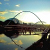 Newcastle upon Tyne. Millenium Bridge with The Sage in the background