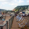 Deckchairs on the seafront at Sidmouth, taken on 15 July 2005.