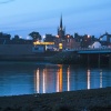 Montrose by night. The temporary bridge over the Harbour entrance. Montrose, Angus