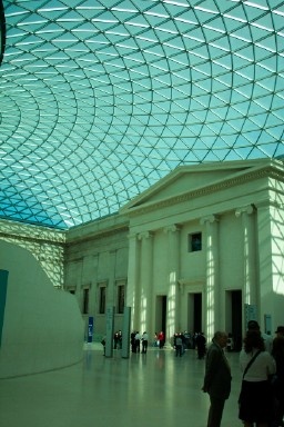 Scene from the British Museum looking through the ceiling of the courtyard