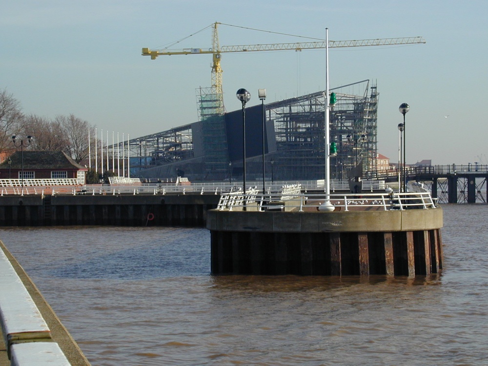 Looking  Humber Dock Basin towards The Deep constrution site.