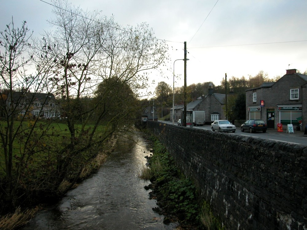 Waterhouses, Staffordshire. Brook and Main Road