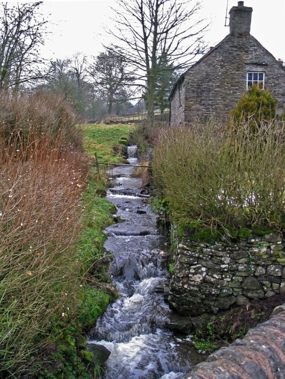 Butterton, Staffordshire: waterfall at bottom of village