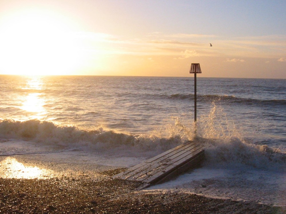 Worthing, East Sussex. Beach at sunrise