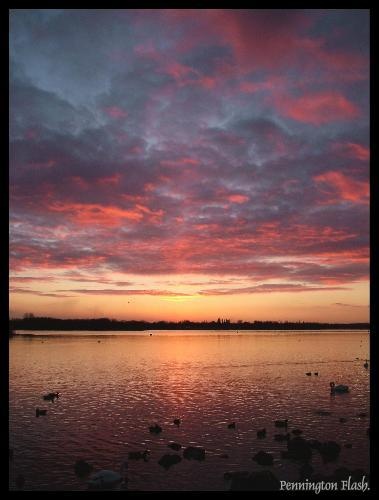 Sun setting on the Flash in Leigh.