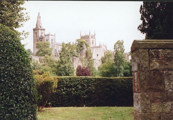 Dunfermline Abbey , Church and Palace ruins viewed from Pittencrief Park known locally as The Glen.