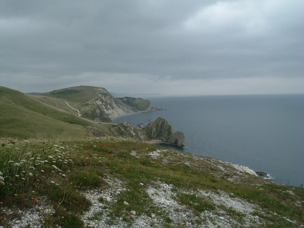 Durdle Door in Dorset. From the cliff top