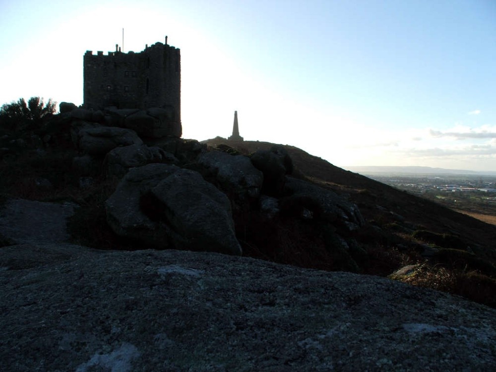 Carn Brae Castle and Monument. January 2005. photo by Tristan P Barratt