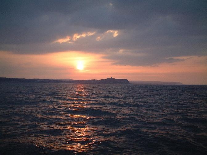 Sunset over Scarborough Castle, North Yorkshire