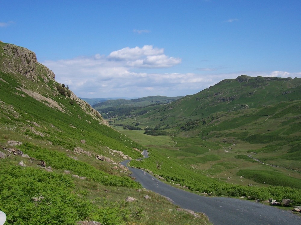 Wrynose Pass from Wrynose Bridge, Cumbria