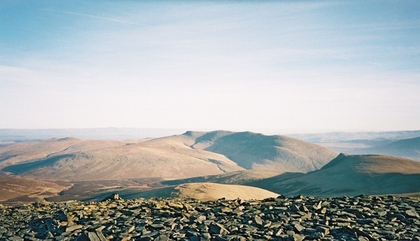 Blencathra viewed from the summit of Skiddew and over Skiddaw forest