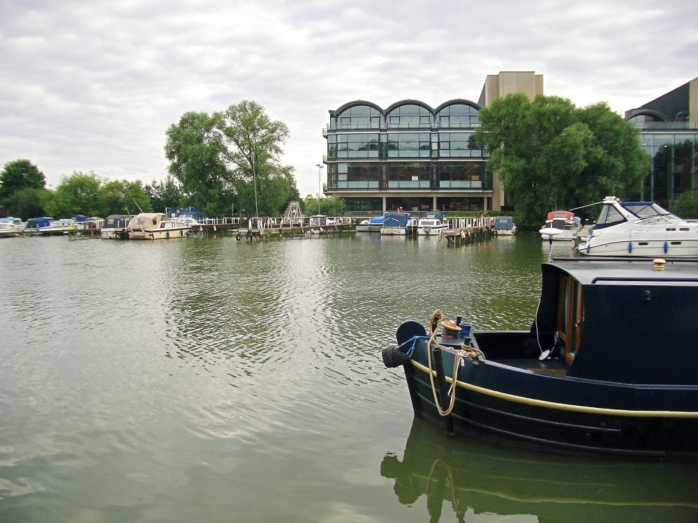 The old and the new. The Lincoln University by the Marina on ancient Brayford Pool.