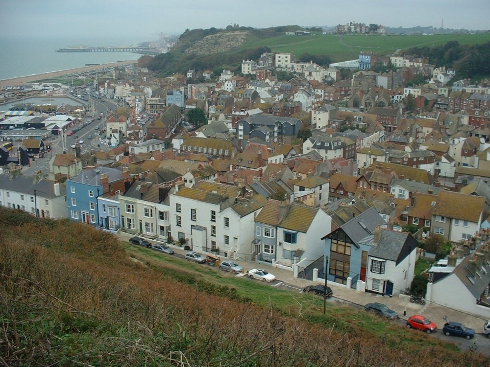 looking down on Hastings, East Sussex