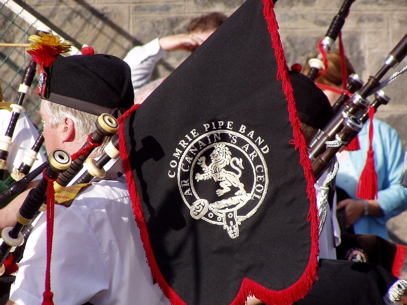 Comrie Pipe Band during Canada Day in Comrie