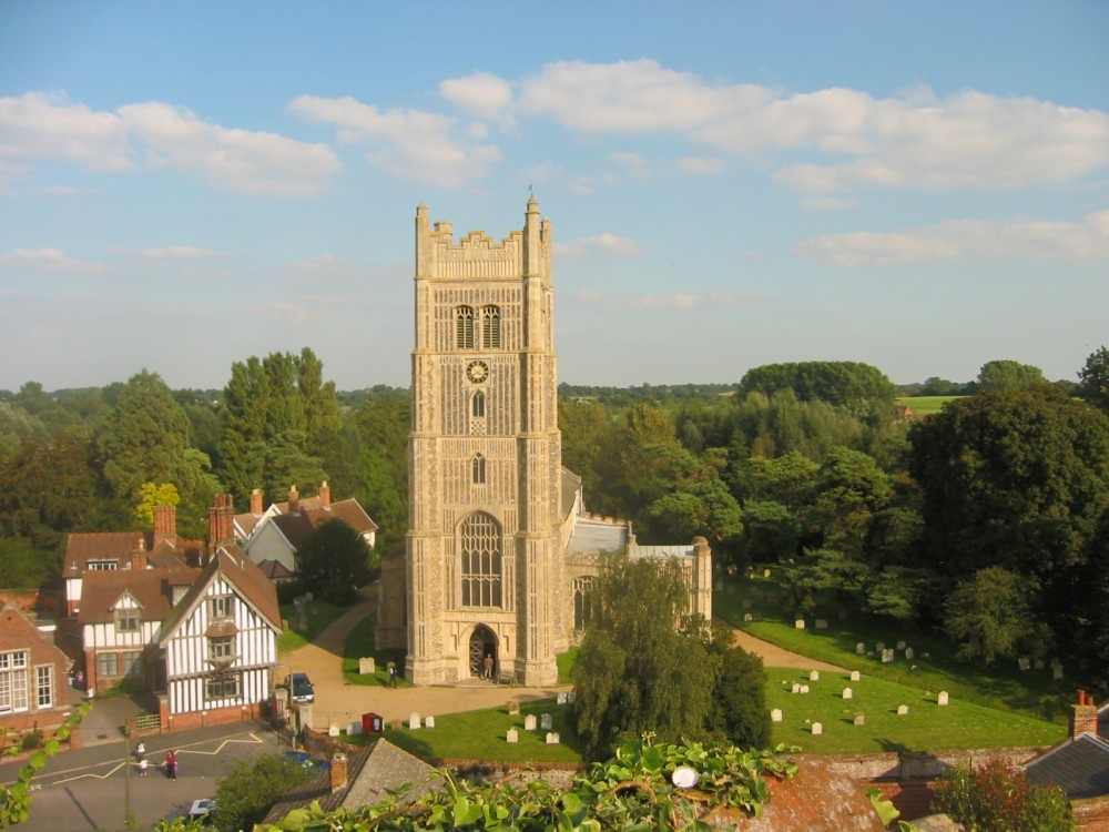 View of St Peter & St Paul Church, from Eye Castle, in Eye, Suffolk photo by Gary Lake