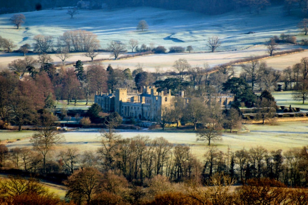 Sudeley Castle from Humble Bee cottage. Winchcombe, Gloucestershire