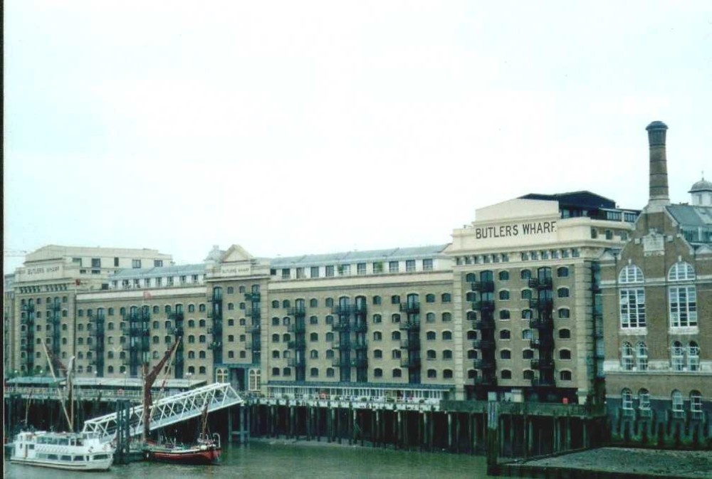 London, Butlurs Wharf, view from Tower Bridge - Sept 2002