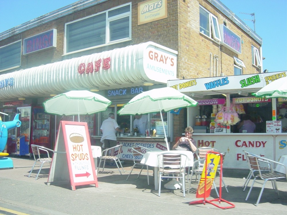 Food stalls and Arcades near the Bell Inn on a summers afternoon, Ingoldmells.