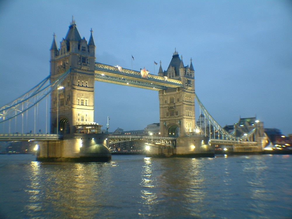 Tower Bridge at Night taken from near Tower of London.