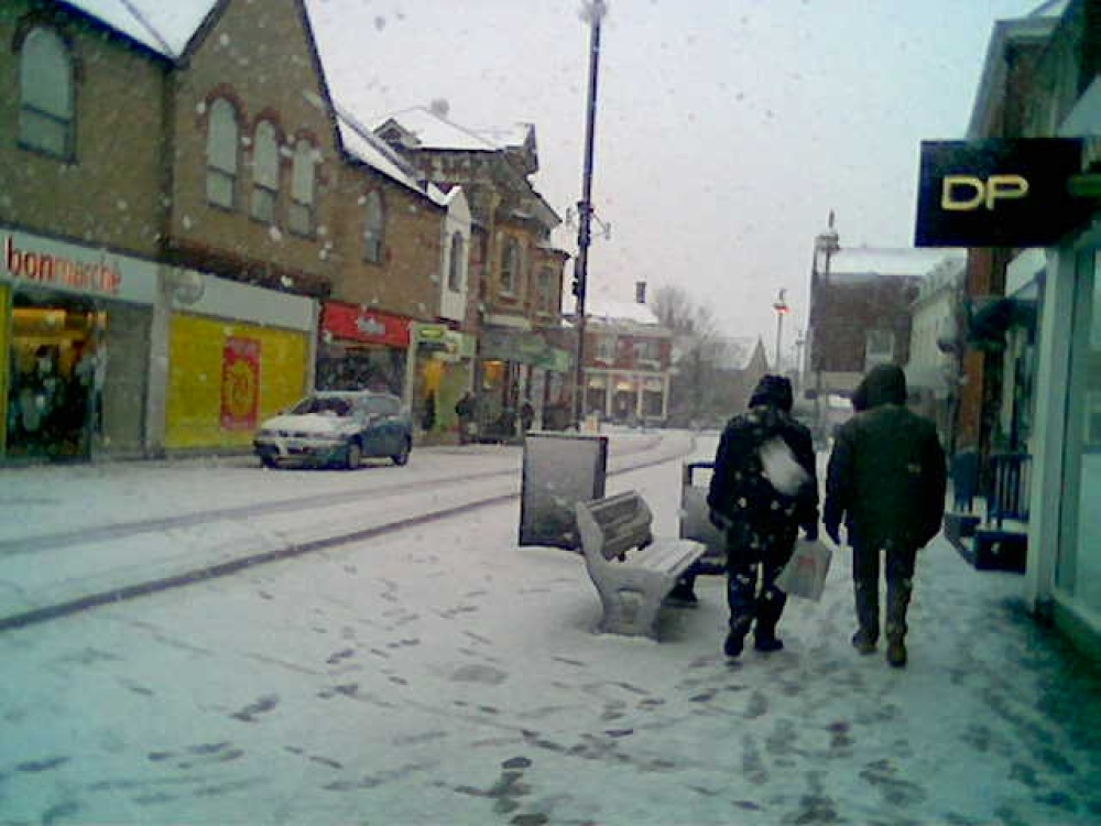Haverhill High Street when the snow came in January 2006