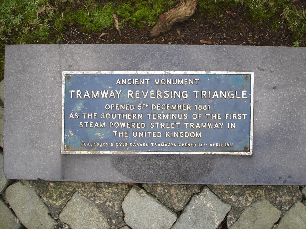 A picture of the inscription at the Tramway Turnaround Darwen, Lancashire.