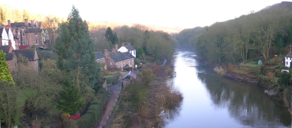 View of the river from the bridge at Ironbridge, Shropshire. October 2005