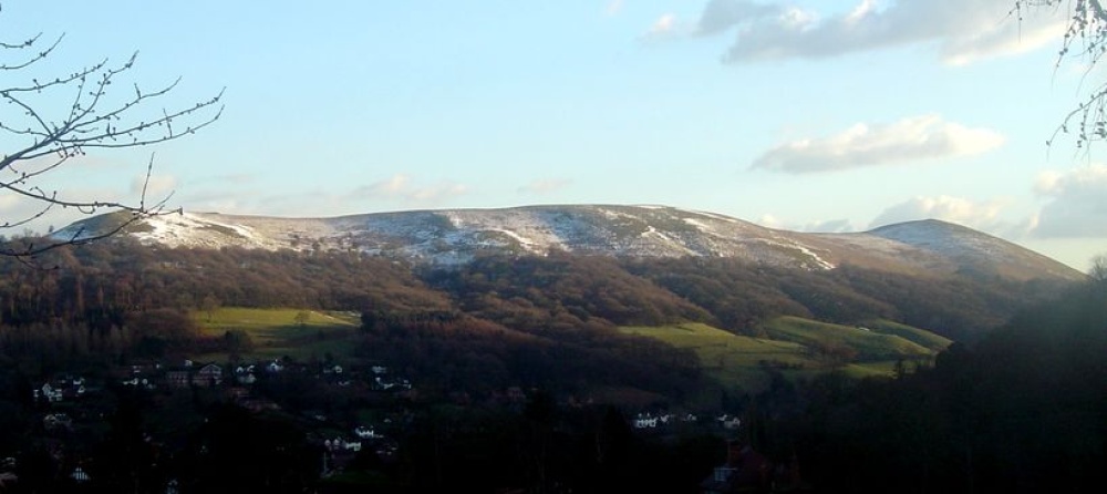 The Ragleth under snow, in Church Stretton, Shropshire.