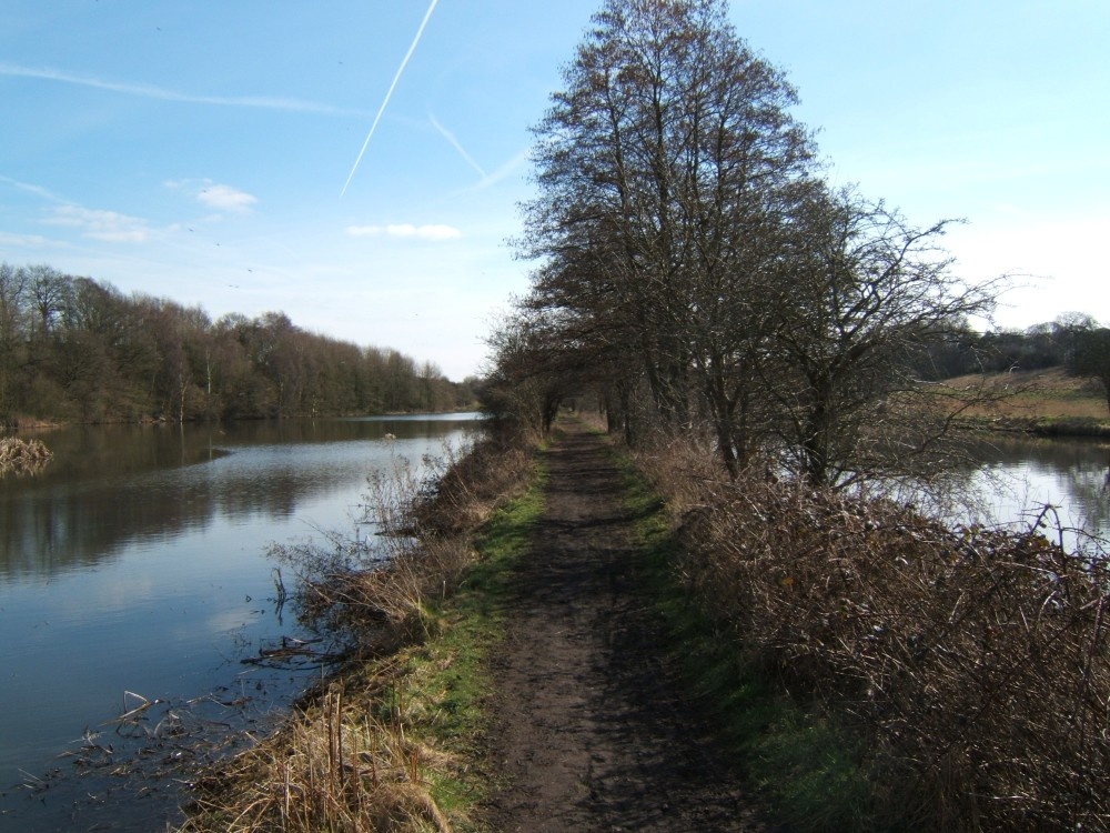 Walking along the pathway of The Weaver Navigation, near Moulton, Cheshire