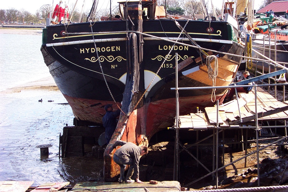 Restoring a Thames sailing barge at Maldon, Essex