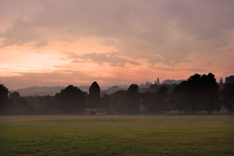 The Recreation Ground and Cricket Club in the evening, Kington, Herefordshire.