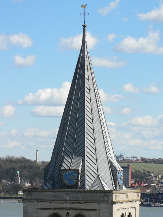 Rochester Cathedral Spire from the castle. Rochester, Kent