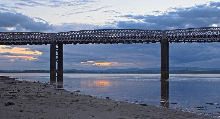 Railway bridge over the entrance to the Montrose Basin, Angus.