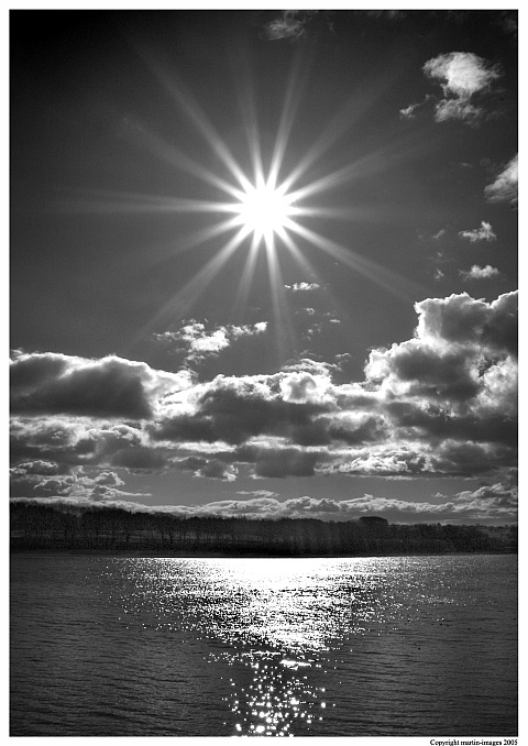 Sun burst, Eccup Reservoir, West Yorkshire