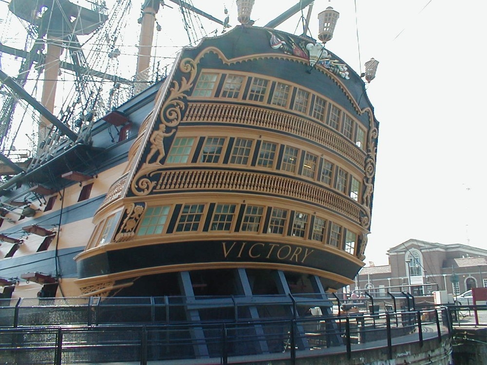 Stern of the Victory in Portsmouth. Picture taken in May 2006 photo by Fred Weinstein