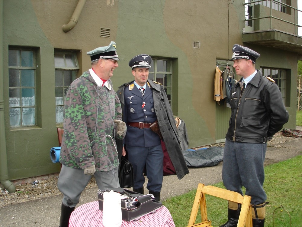 The Germans share a joke at Yorkshire Air Museum, Elvington, North Yorkshire.