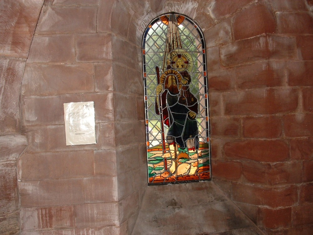 A Stained Glass window in Norton Priory photo by Mary Hines