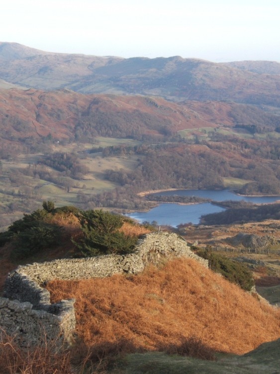 Looking down on Elterwater from Lingmoor Fell.