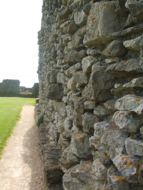 View down a wall at Scarborough Castle